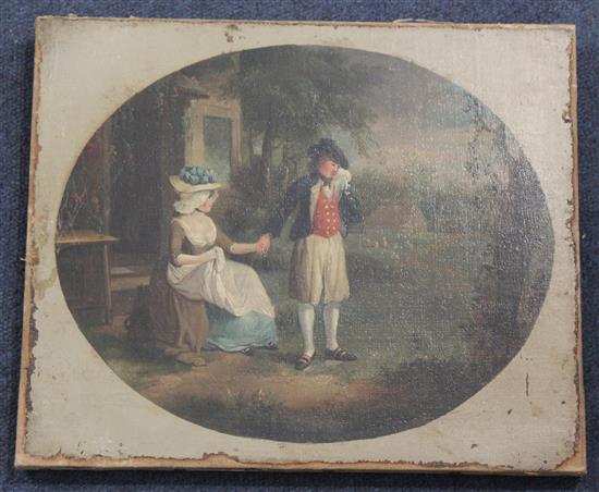 Early 19th Century English School The Sailors Farewell, painted to the oval, 10 x 12in.